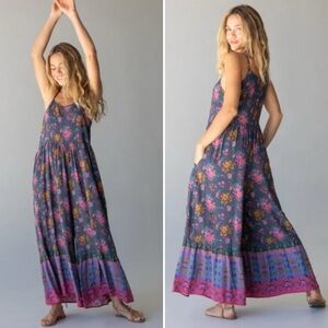 Natural Life Zoe Floral Wide Leg Jumpsuit XS Boho Rayon